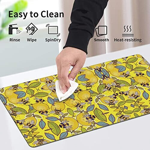 Tapis de souris Citron jaune et abeille 40.6x75.6 cm variant 5 