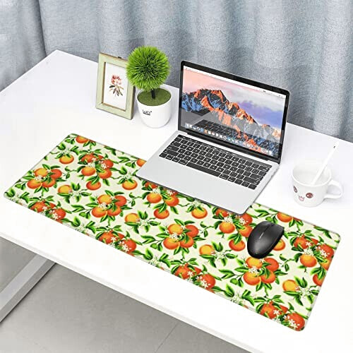 Tapis de souris Orange Fruit fleurs jaunes et orangers variant 3 