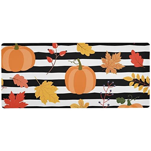 Tapis de souris Citrouille s automne feuilles rayées 80 x 30 80x30 cm