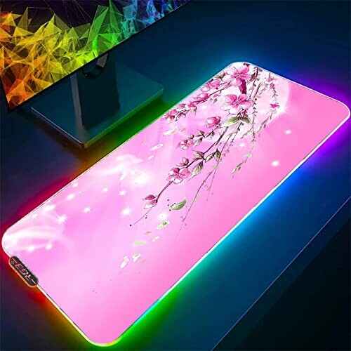Tapis de souris Rose - Fleur - /xl XXL LED 40x90 cm
