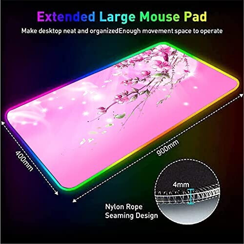 Tapis de souris Rose - Fleur - /xl XXL LED 40x90 cm variant 3 