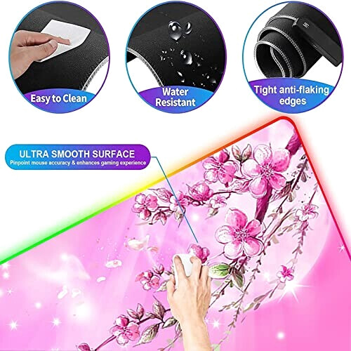 Tapis de souris Rose - Fleur - /xl XXL LED 40x90 cm variant 4 