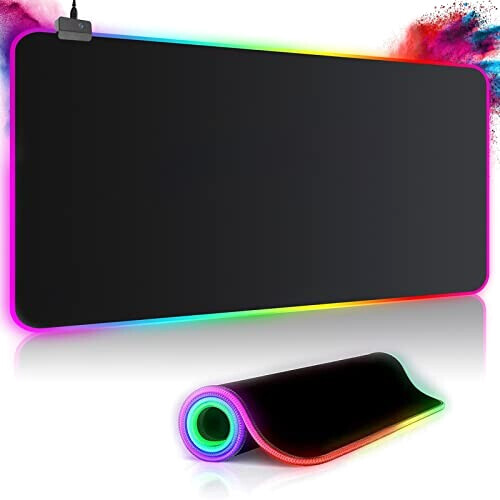 Tapis de souris noir XXL LED 800x300 mm