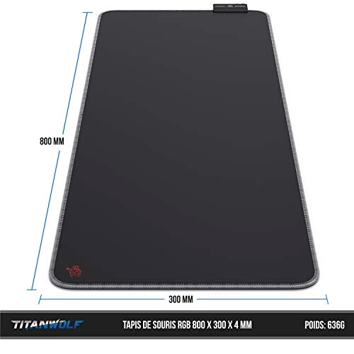 Tapis de souris noir XXL LED 800x300 mm variant 1 