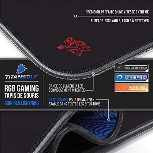 Tapis de souris noir XXL LED 800x300 mm variant 2 