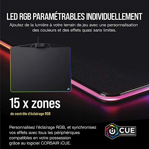 Tapis de souris noir rigide LED 350x260 mm variant 1 