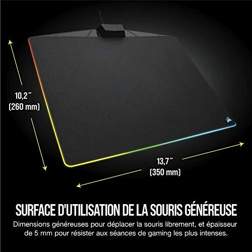 Tapis de souris noir rigide LED 350x260 mm variant 3 