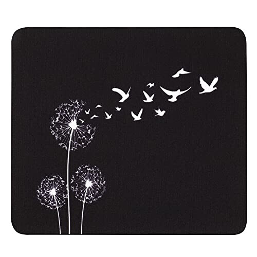 Tapis de souris noir pissenlit- 16x18 cm