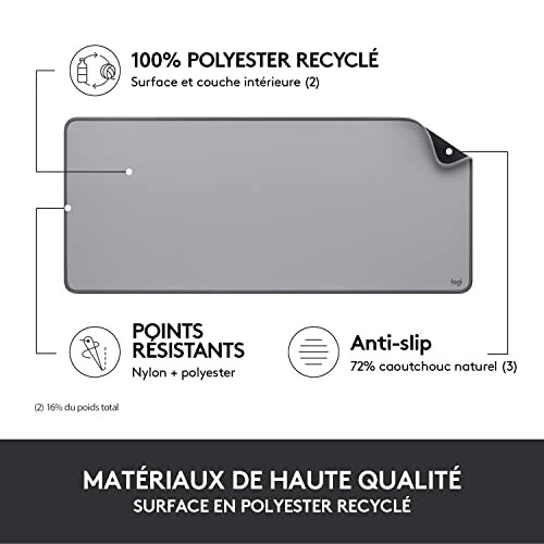 Tapis de souris gris 30 x 70 30x70 cm variant 2 
