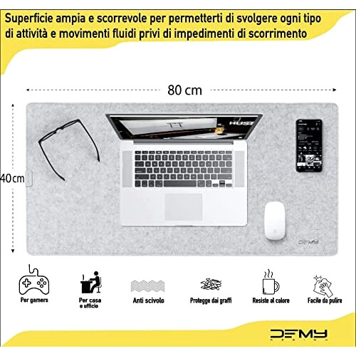 Tapis de souris gris clair (ral ) XXL 80x40 cm variant 1 